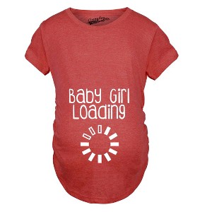 Maternity Baby Girl Loading T shirt Funny Pregnancy Announcement Reveal Cool Tee - Crazy Dog Maternity T Shirt - 1 of 4