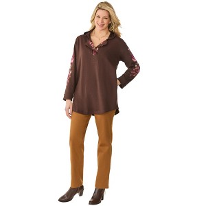 Woman Within Embroidered Hoodie Sweatshirt - 1 of 4