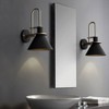 Angel Sar Modern 1-Light Cone Wall Sconce, Black Metal Tapered Shade Indoor Wall Light, for Bedroom, Bathroom, Foyer, Hardwired Installation - 3 of 4