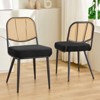 Bekrvio Rattan Dining Chairs Set of 4/6 - Mid Century Modern Boucle Upholstered Cane Back Side Chairs with Metal Legs for Kitchen - 4 of 4