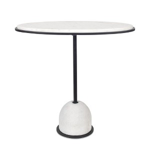 Uttermost Morro White Marble Side Table – Sculptural Iron Frame with Polished White Marble Top for Sophisticated Modern Spaces - 1 of 4