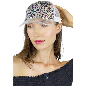 Magid Patent Leopard Print Acrylic Brim Baseball Cap White - 1 of 3