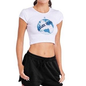 Women's Superman 2025 The Daily Planet Cap Sleeve Baby Rib Crop Top - 1 of 4