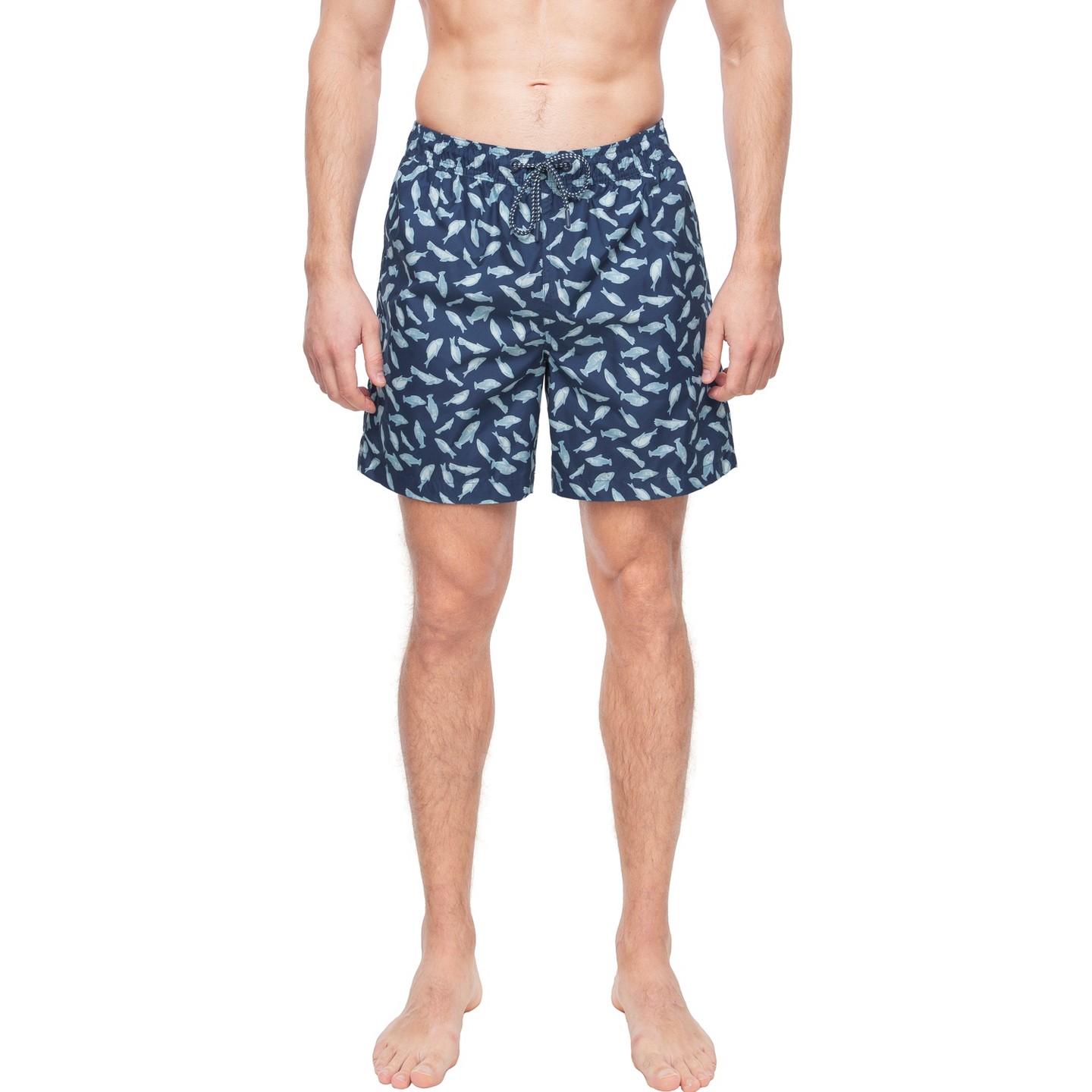 Мужские шорты Rokka&Rolla 7'' Pattern Swim Shorts with Compression Liner-Blue Tropical Print, size Medium, цвет: Тёмно-синий — фото 8