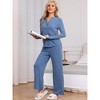 cheibear Women's Long Sleeve Button Down Tops with Pants Sleepwear Pajamas Sets - 2 of 4