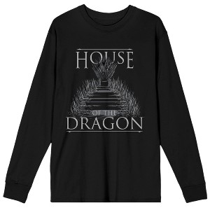 House Of The Dragon Throne Logo Men's Black Long Sleeve Shirt - 1 of 2