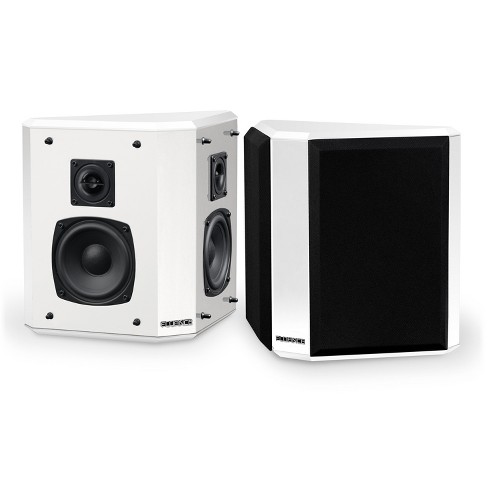 white surround sound speakers