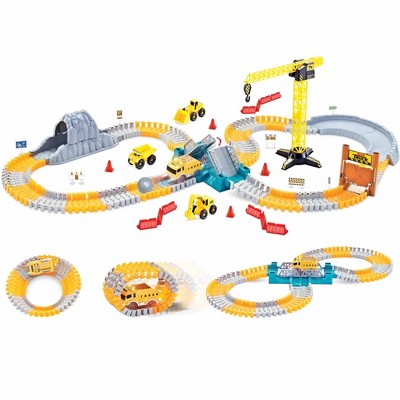 5 Star Super Deals Magical Construction Twisting Race Car Track Set - Flexible Bendable Tracks w/ 1 Jeep Slot Car Race Track Toy ( Totals 168 pcs )