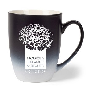 Elanze Designs Modesty Balance And Beauty Two Toned Ombre Matte Black and White 12 ounce Ceramic Stoneware Coffee Cup Mug - 1 of 4