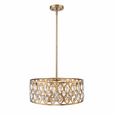 Dealey 23'' Heirloom Brass Round Chandelier with Crystal Accents