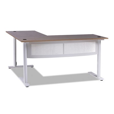 Workspace by Alera L-Shaped Writing Desk, 59.05" x 59.05" x 29.53", Beigewood/White