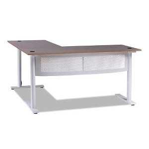 Workspace by Alera L-Shaped Writing Desk, 59.05" x 59.05" x 29.53", Beigewood/White - 1 of 4