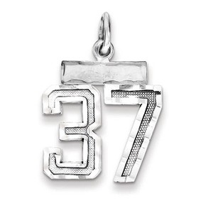 Black Bow Jewelry Sterling Silver, Varsity Collection, Small D/C Pendant, Number 37 - 1 of 4