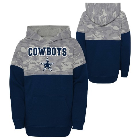 : Dallas Cowboys NFL Throwback Youth Color Blocked Hoodie,  Heather Gray/Navy, S : Sports & Outdoors