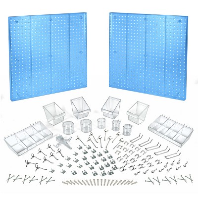 White High Impact Styrene Pegboard Organizer Kit with Hooks and Bins