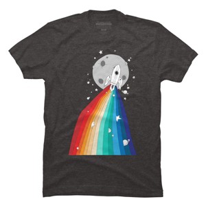 Adult Design By Humans Rainbow Pride Rocket to the Moon By noeldelmar T-Shirt - 1 of 2