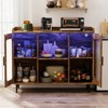 Aheaplus Sideboard Buffet with Charge Station and LED Light, Farmhouse Bar Cabinet with Wine Holder - 2 of 4