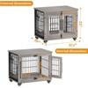 Gikpal Wooden Dog Crate Furniture, Stylish Dogs Kennel for Small to Extra Large, Double Door & A Cushion & 360°Wheel, Metal, Chew-Proof, Dog Cage - 2 of 4