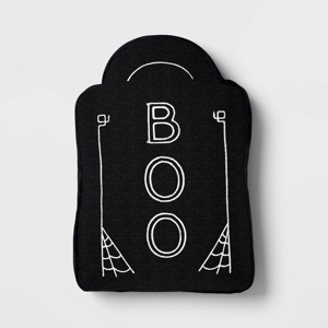 17"x10" Large Tombstone 'Boo' Novelty Shaped Throw Pillow Black - Hyde and EEK! Boutique™ - 1 of 4