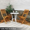 Sunnydaze Outdoor Meranti Wood with Teak Oil Finish Wooden Folding Patio Bistro Chairs Set - Brown - 2pk - 3 of 4