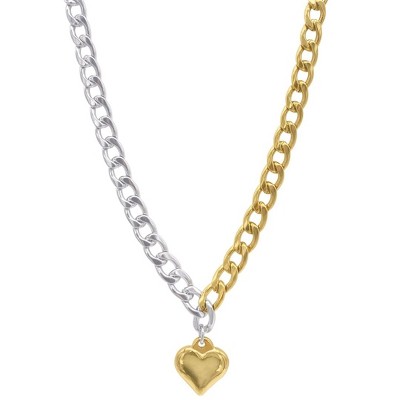 Adornia Tarnish Resistant Mixed Metal Heart Chain Toggle Necklace
