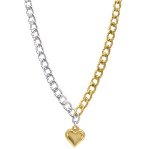 Adornia Tarnish Resistant Mixed Metal Heart Chain Toggle Necklace - 1 of 3
