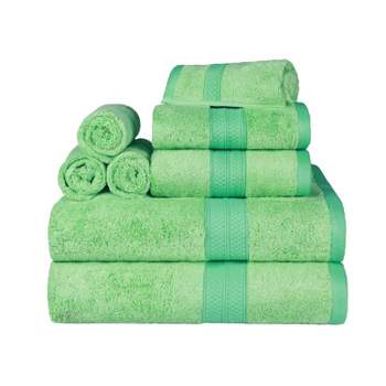 8 Piece Assorted Bath Towel Set, Rayon From Bamboo and Cotton, Ultra-Soft Plush Quick Drying, Solid Terry Towels with Dobby Border by Blue Nile Mills
