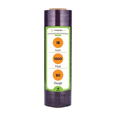 PSBM 4 Rolls 18"x1500' (80 Gauge) Bundling Stretch Film Hand Shrink Wrap, Dark Purple