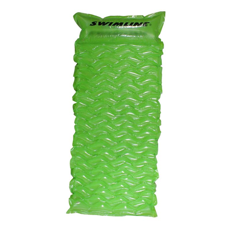 Swimline 70" Inflatable 1-Person Water Sports Insta-Matt Swimming Pool Air Mattress Float with Pillow - Green, 1 of 5