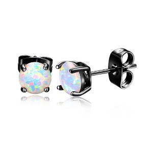 Blue Fire Opal Stud Earrings for Women Black Plated Ginger Lyne Collection - 1 of 4