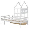 LOVMOR Twin Size Metal House Platform Beds with Slat Kit,Montessori Bed Frame w/House Roof for Kids,No Box Spring Needed,Easy to Assemble,White - 3 of 4