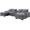 TiramisuBest Modern Luxe Modular Sectional Sofa with Built-in Console, USB Ports, Reclining & Ottomans for Living Room, Dark Gray - 4 of 4