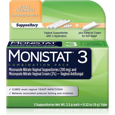 Monistat 3 Suppositories Combination Pack
