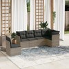 vidaXL Patio Sofa Set with Cushions Outdoor Conversation Furniture Poly Rattan - Gray Without Table - 2 of 4