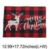Unique Bargains Christmas Place Mats Linen Red Black White 13"x17.7" 2Pcs - 3 of 4