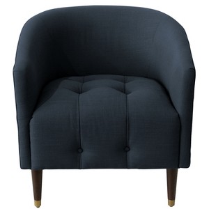 Modern Tufted Tub Chair Navy Linen - Skyline Furniture, Blue Linen