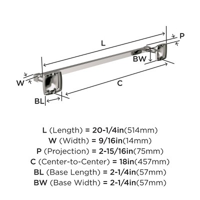Polished Nickel Wall Mounted Towel Bar 20.25"
