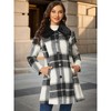 Allegra K Women's Buffalo Checks Winter Peter Pan Collar Long Plaid Coat - 2 of 4
