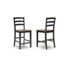 Signature Design by Ashley Wildenauer Counter Height Barstool - Deep Brown Butcher Block Seat with Satin Black Frame (Set of 2) - 2 of 4