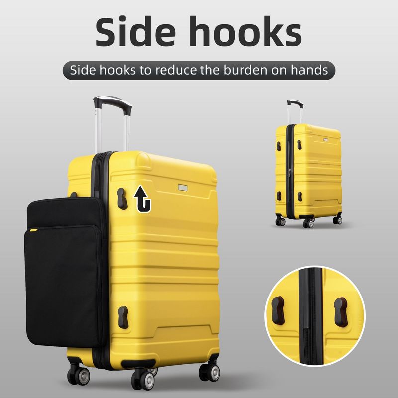 3 PCS Luggage Set, ABS Hardshell Expanable Spinner Suitcase with TSA Lock (20/24/28)-ModernLuxe, 4 of 13