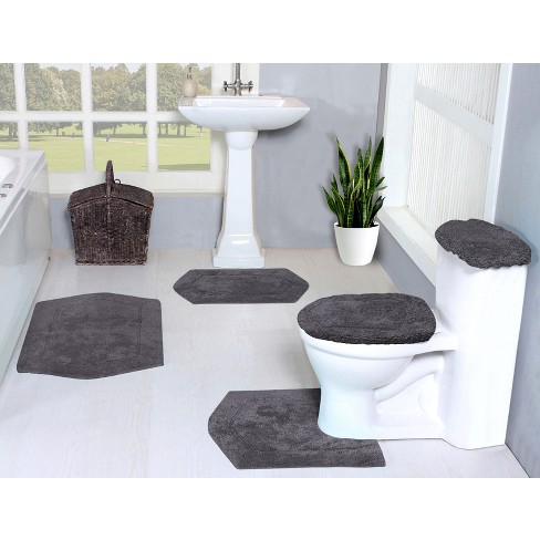 Set Of 5 Waterford Collection Grey Cotton Tufted Bath Rug Set - Home ...