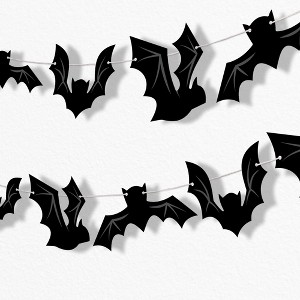 Big Dot of Happiness Black Bats Garland Banner, Halloween Party Decorations Backdrop, 30 Feet of Cord, 15 Paper Bat Shapes - 1 of 4
