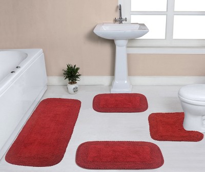 Radiant Collection Cotton Ruffle Pattern Tufted Set of 4 Bath Rug Set - Home Weavers