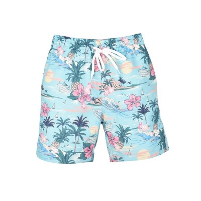Мужские брюки Burnside Men's 6" Compression Liner Volley Swim Trunks | Aqua Hawiian Print Large — фото 3