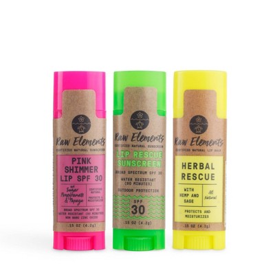 Raw Elements Rescue Herbal Pink Shimmer Mineral Lip Protection - 3ct