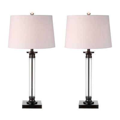 30" (Set of 2) Mason Glass/Metal Table Lamp (Includes LED Light Bulb) Black - JONATHAN Y