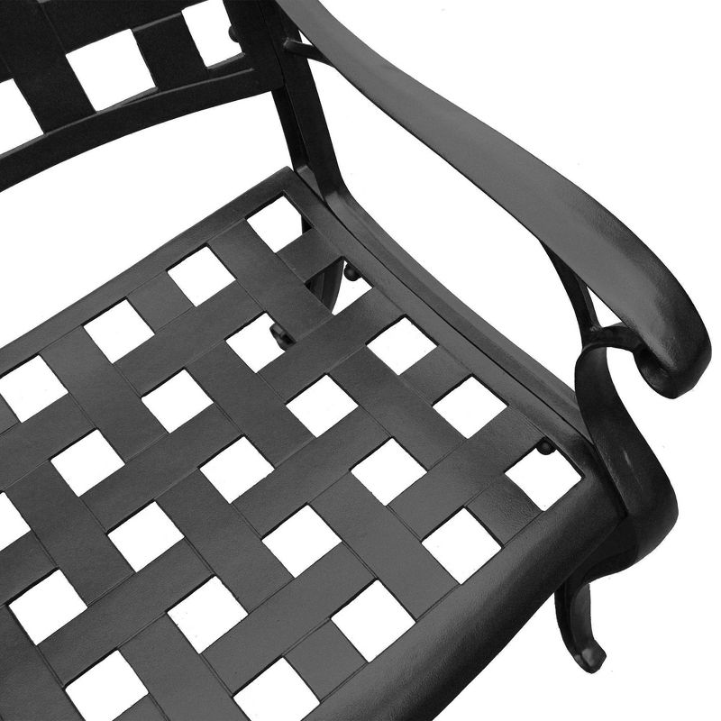 Modern Outdoor Mesh Cast Aluminum Dining Chair - Black - Oakland Living, 6 of 7