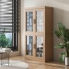 MAYEERTY Freestanding Storage Cabinet Wooden Decorative Cabinets for Home, Office, Small Space, Brown, 31*31*16in - 3 of 4