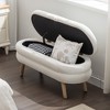 VASIP Velvet Fabric Storage Bench with  Hidden Storage and Sturdy Wood Legs for Bedroom,Living Room - 3 of 4