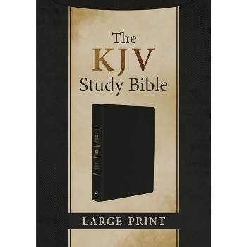 The KJV Study Bible, Large Print [Black Genuine Leather] - by  Compiled by Barbour Staff & Christopher D Hudson (Leather Bound)